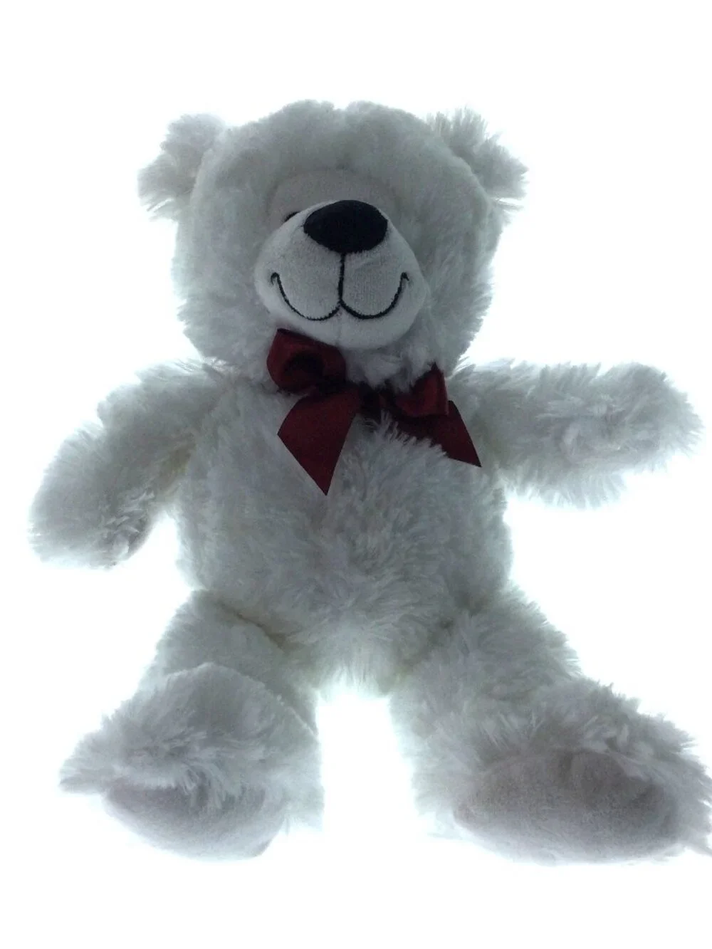 The Petting‎ Zoo Plush White Teddy Bear Polar Bear with Red Ribbon